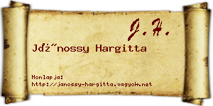 Jánossy Hargitta névjegykártya